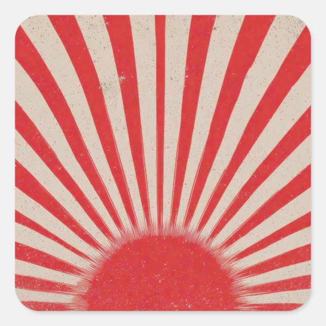 Rising Sun Background – Retro Vintage Rays Quadratischer Aufkleber (Vorderseite)
