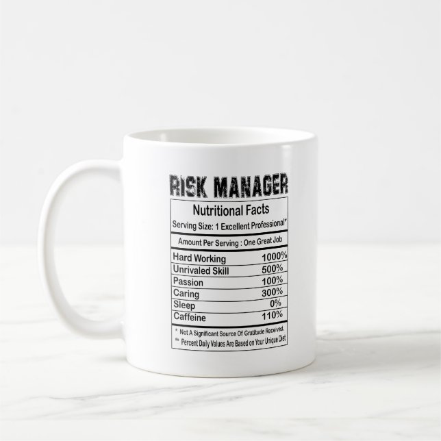 Risk Manager Nutrition Facts 11 oz Coffee Mug Kaffeetasse (Links)
