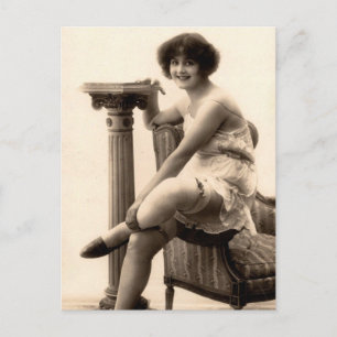 Risque Vintag flapper Girl Französisch Foto Postka Postkarte