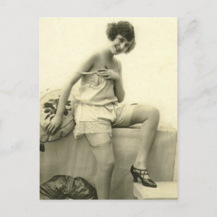 Risque Vintag Flapper Girl Französisch Foto Postkarte