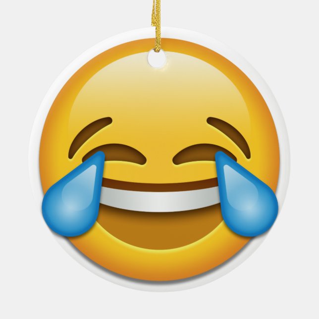 Risse Freude emoji lustigen doppelten Keramikornament (Hinten)