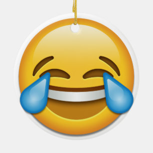 Risse Freude emoji lustiger doppelter Keramikornament
