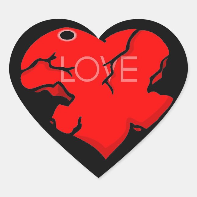 Risse + gebrochenes Herz Herz-Aufkleber (Vorderseite)