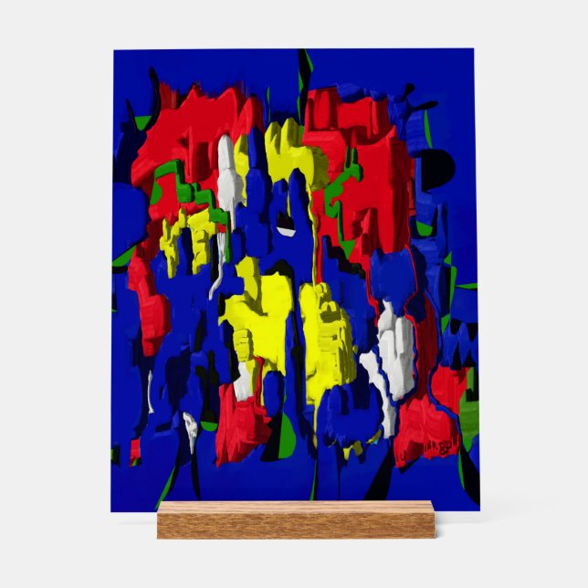 Risse im Blau, abstrakt Acrylschild (Vorderseite)