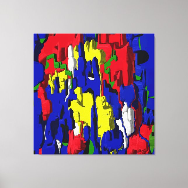 Risse im Blau, abstrakt Leinwanddruck (Vorderseite)