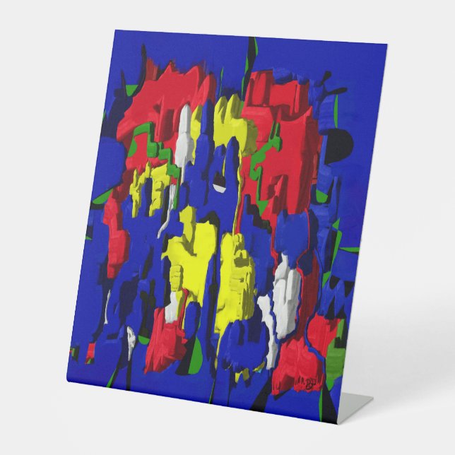 Risse im Blau, abstrakt Sockelschild (Vorderseite)