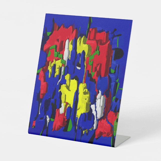 Risse im Blau, abstrakt Sockelschild (Vorderseite)