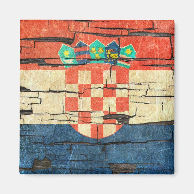 Risse kroatische Flag Peeling Paint Effect Magnet (Vorne)