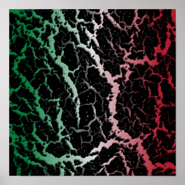 Risse Lava - grün/weiß/rot Poster (Vorne)