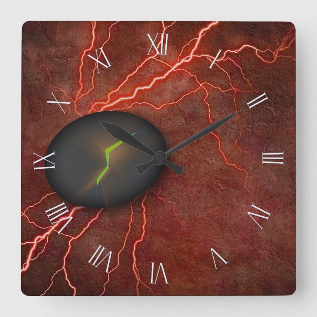 Risse Stone Emits Light Quadratische Wanduhr (Vorderseite)