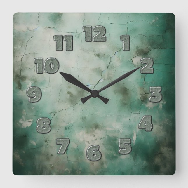 rissige Wandansicht Quadratische Wanduhr (Vorderseite)