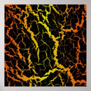 Rissiger Weltraum-Lava - Orange/Gelb Poster