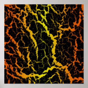 Rissiger Weltraum-Lava - Orange/Gelb Poster