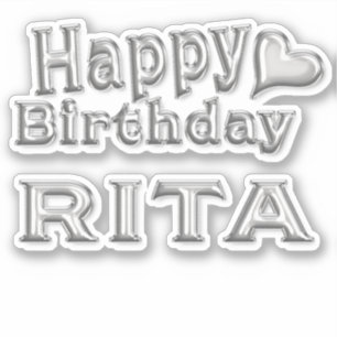 Rita Happy Birthday silver Aufkleber Sticker