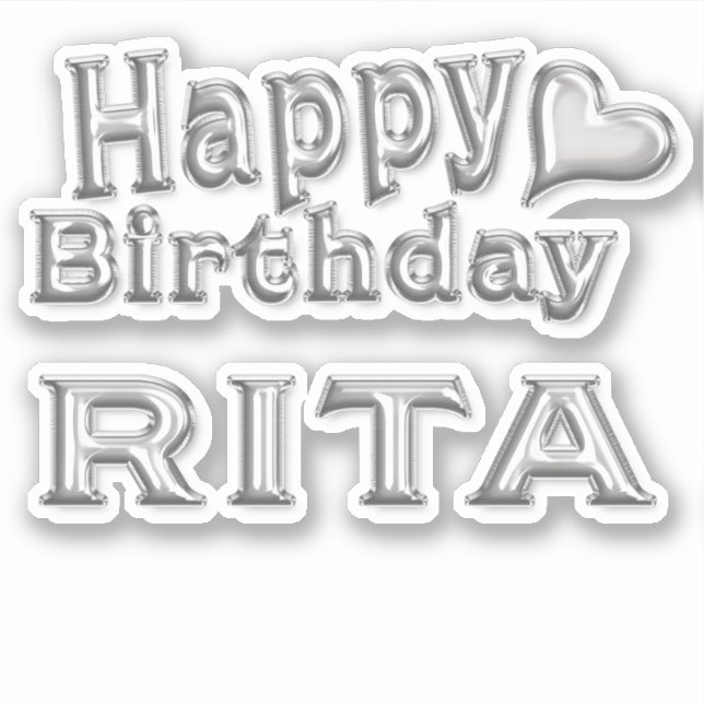 Rita Happy Birthday silver Aufkleber Sticker (Vorderseite)