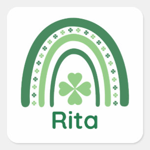 Rita Name Clover Boho Regenbogen Quadratischer Aufkleber
