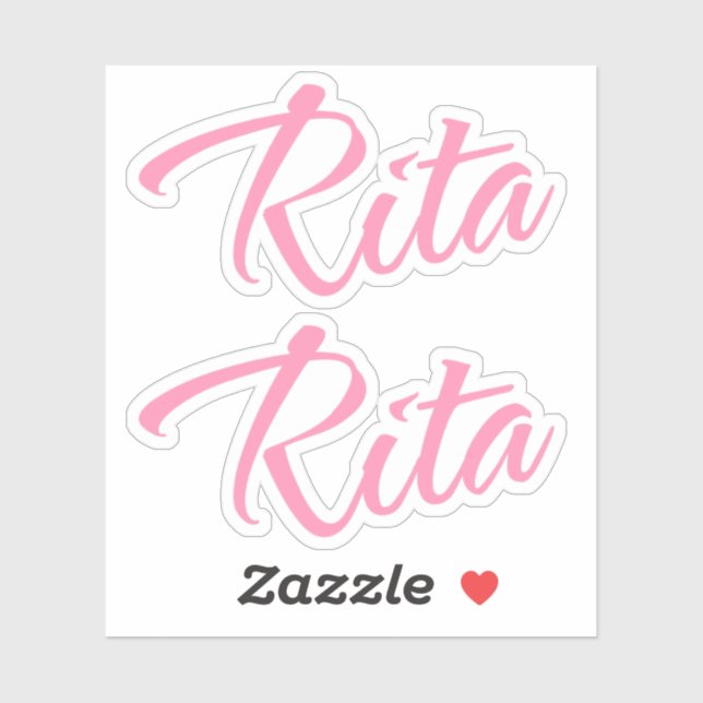 Rita Name pink cursive x2 Aufkleber (Blatt)