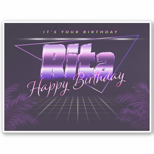 Rita Name Vorname lila retro Sticker Geburtstag (Vorderseite)