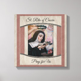 Rita of Cascia Thorns Rose Crucifix Leinwanddruck
