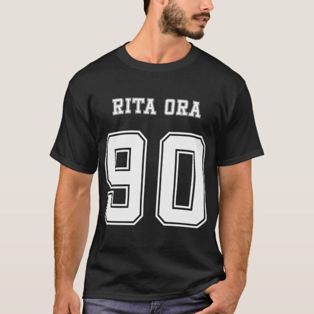 Rita Ora, 90 Jersey (Weiß) T-Shirt (Vorderseite)