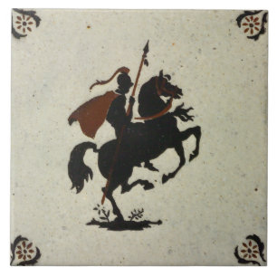 Ritter auf einem Pferd Vintage Holländische Braune Fliese