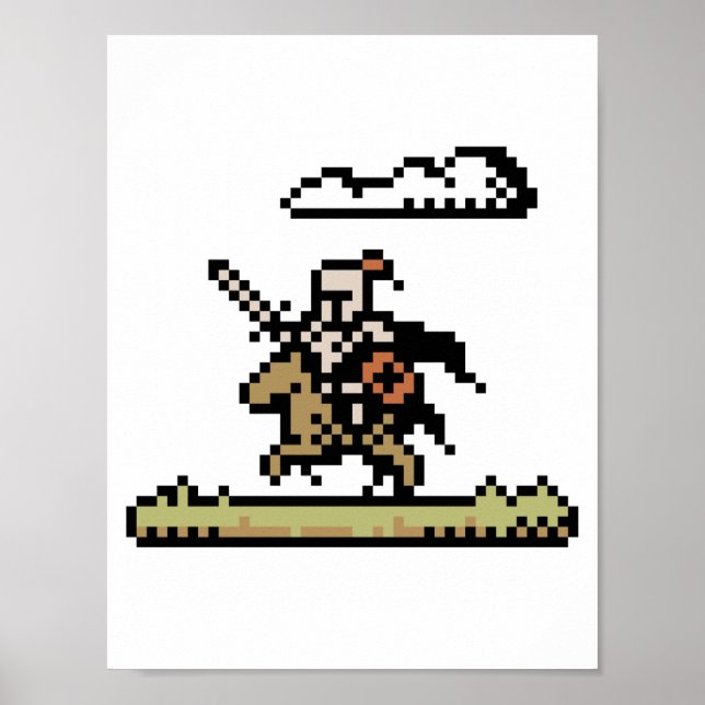Ritter auf Horseback 8-Bit Pixel Art Poster (Vorne)