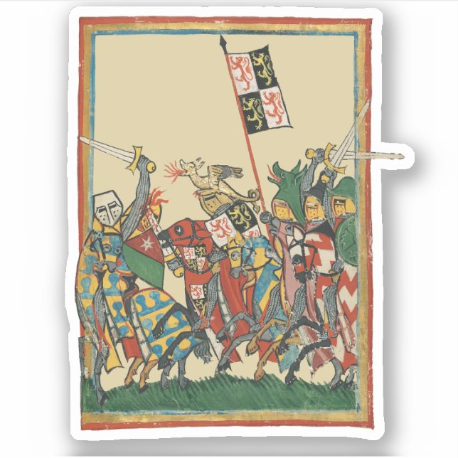 Ritter Charging, Codex Manesse aus dem 14. Jahrhun Aufkleber (Vorderseite)