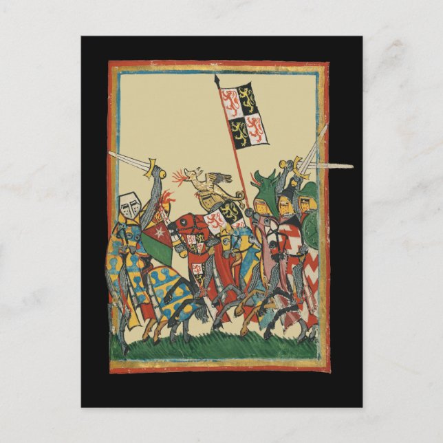 Ritter Charging, Codex Manesse aus dem 14. Jahrhun Postkarte (Vorderseite)