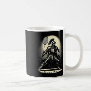 Ritter des hochnetten Badminton-lustigen grafische Kaffeetasse