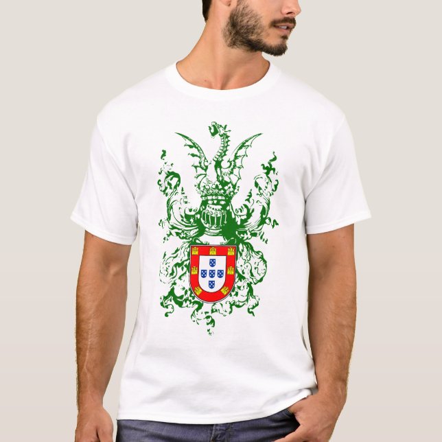 Ritter, Drache und portugiesisches Wappen T-Shirt (Vorderseite)