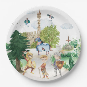 Ritter & Drachen   Königlicher mittelalterlicher G Pappteller