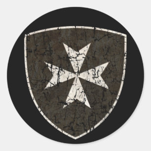 Ritter Hospitaller Kreuz, beunruhigt Runder Aufkleber