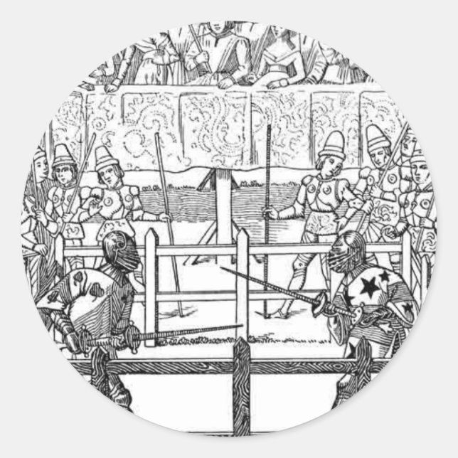 Ritter im Mittelalter Runder Aufkleber (Vorderseite)