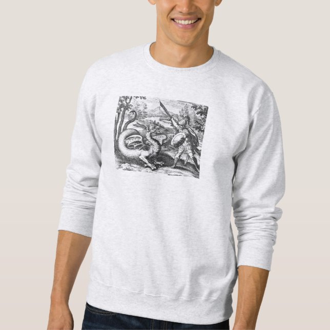 Ritter in der Rüstung Slegend Drache Sweatshirt (Vorderseite)
