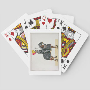 Ritter in Rüstung auf seinem Pferd, Teller von 'A  Spielkarten