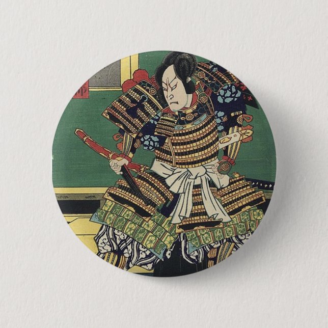 Ritter japanischer ukiyo-e samurai-Krieger Button (Vorderseite)