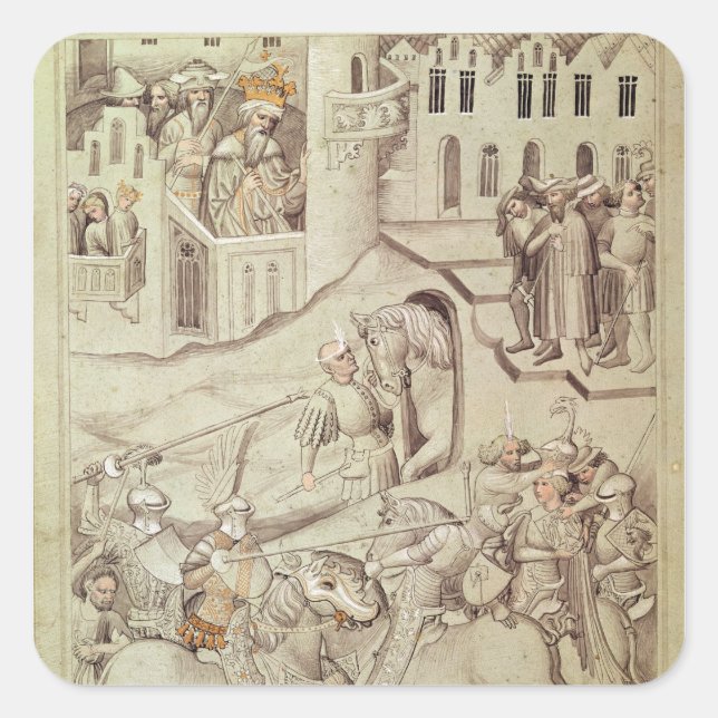 Ritter jouten möglicherweise im Hippodrom Quadratischer Aufkleber (Vorderseite)