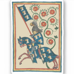 Ritter mit Adler Heraldry, Mittelalter des 14. Jah Aufkleber