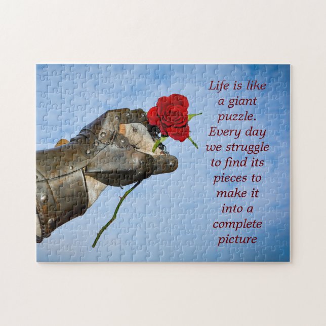 Ritter mit Herz und Sprichwort Puzzle (Horizontal)