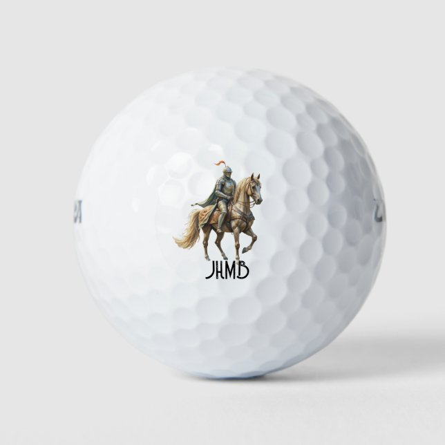 Ritter mit Monogramm in strahlender Rüstung Golfball (Vorderseite)