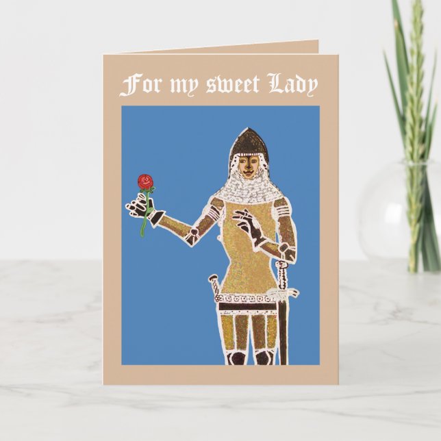 Ritter mit Rose-Urlaubskarte Feiertagskarte (Vorderseite)