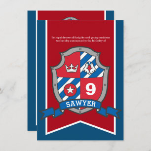 Ritter mittelalterlicher Kindergeburtstag Party ro Einladung