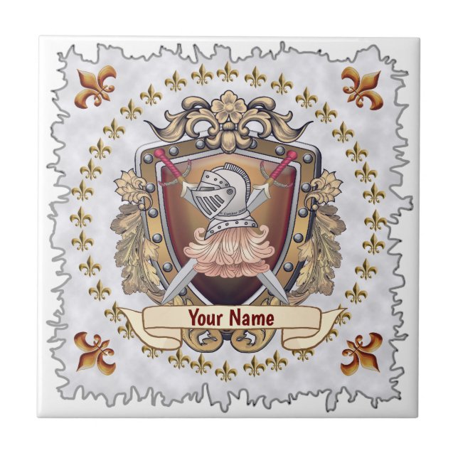 Ritter Schild Nachname Fliese (Vorderseite)