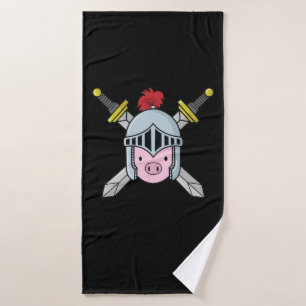 Ritter Schweinchen mit Rüstung Helm und Schwert Badehandtuch