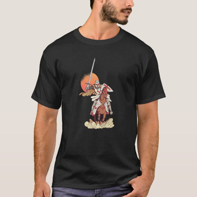 Ritter Tempelritter Mittelalter Pferd Renaissance- T-Shirt (Vorderseite)