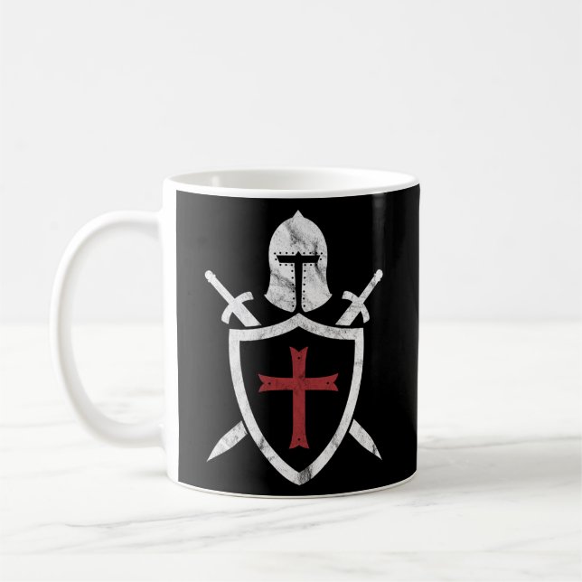 Ritter Templar Helmet Kreuz und Schwert Mittelalte Kaffeetasse (Links)