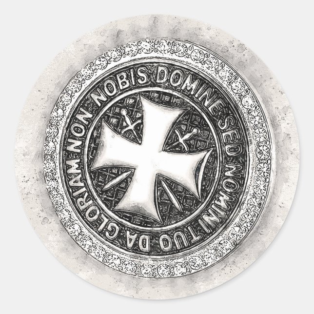 Ritter Templar Mittelalterliches Cross Siegel Cust Runder Aufkleber (Vorderseite)