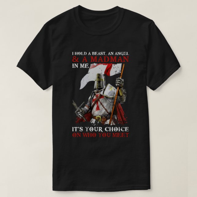 Ritter Templer Ich halte ein Tier ein Engel und ei T-Shirt (Design vorne)