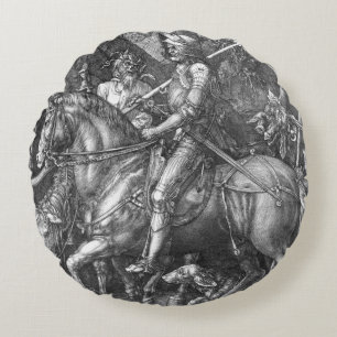 Ritter, Tod und der Teufel, 1513 (Stich) Rundes Kissen