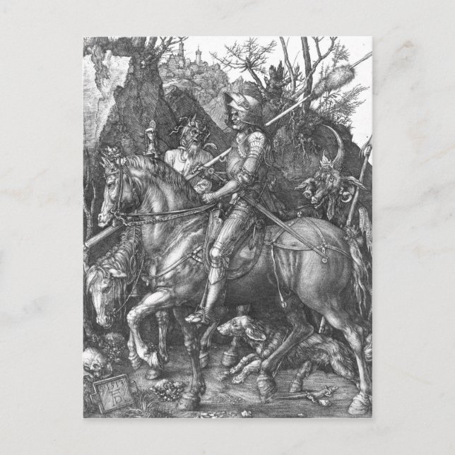 Ritter, Tod und Teufel, 1513 (Gravieren) Postkarte (Vorderseite)